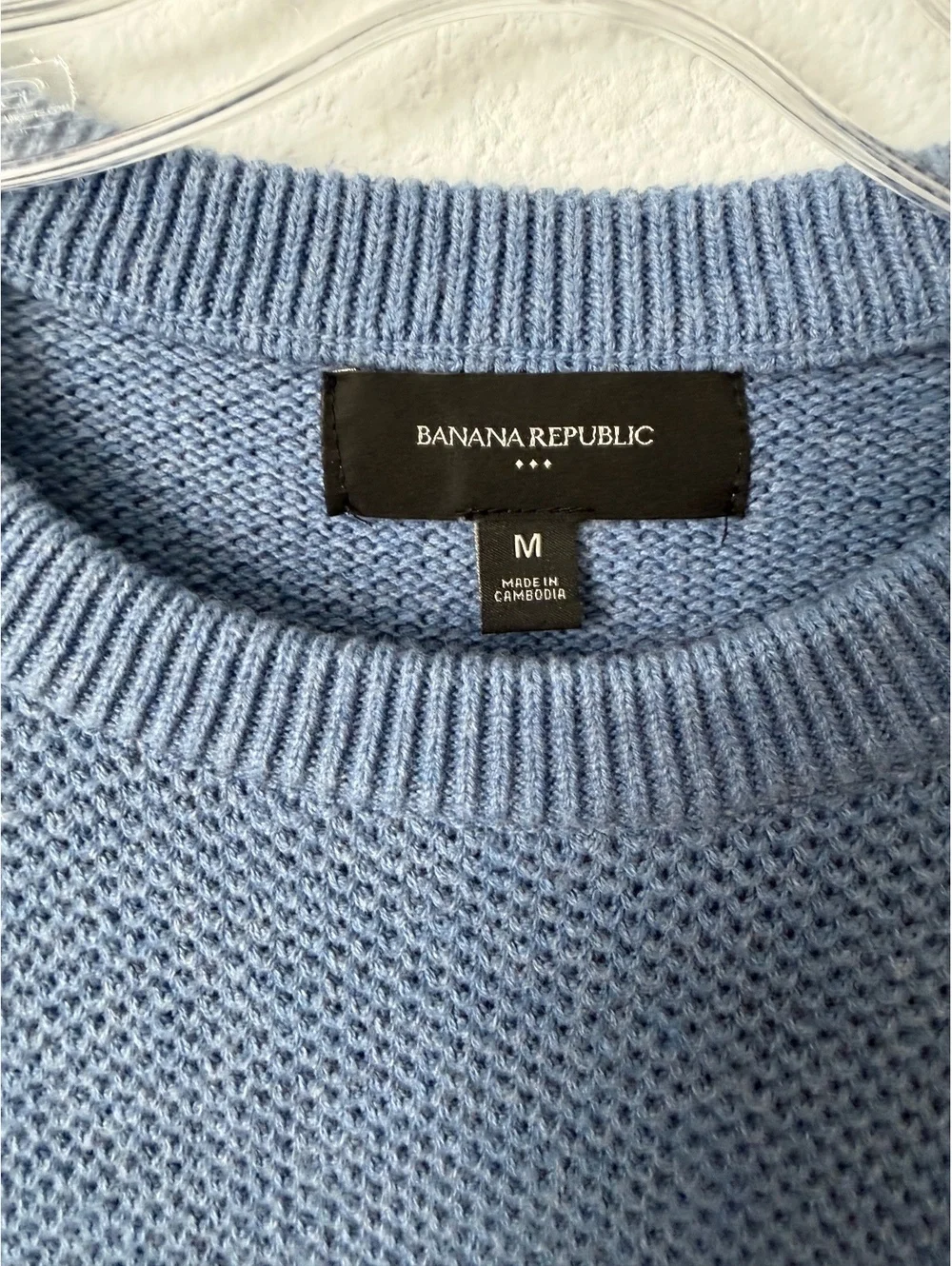 Banana Republic Long Sleeve Crew Neck Blue Textured Knit Pullover Sweater Size M